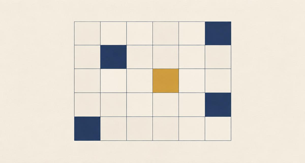 Editorial calendar grid with a small number of slots filled in