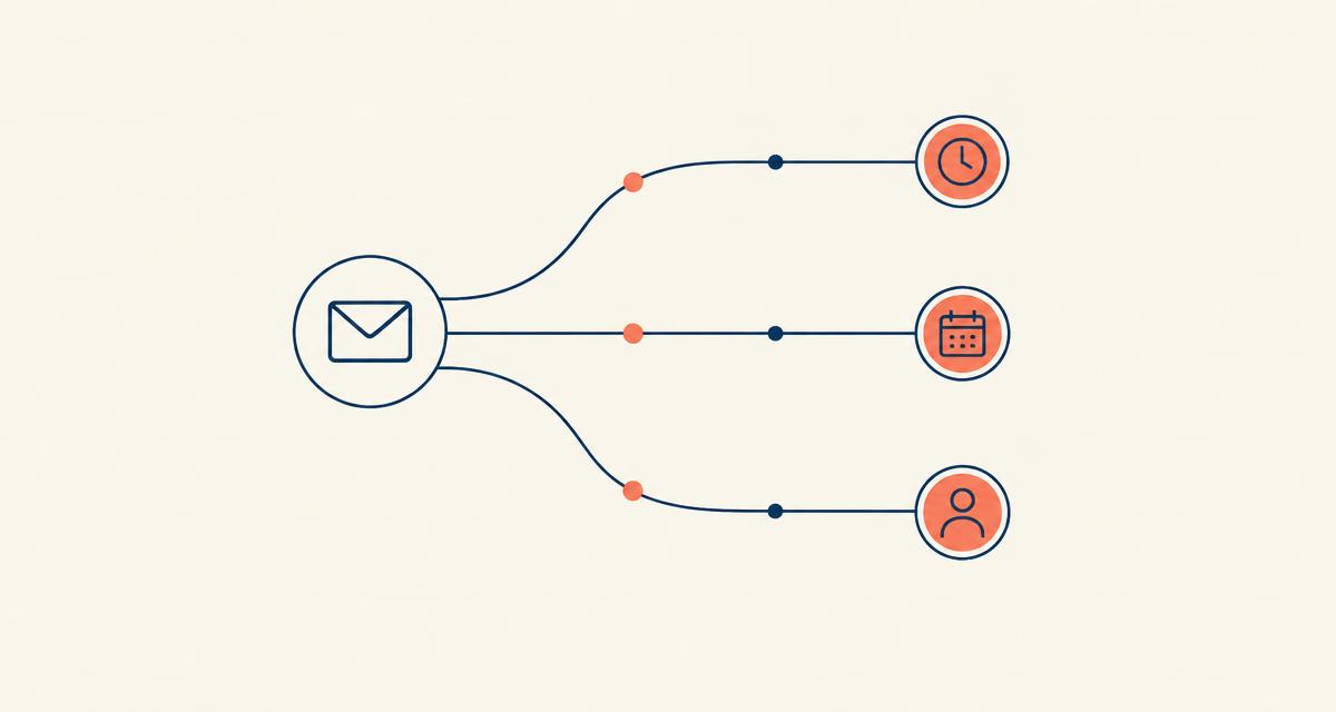 Flow diagram of one email branching into three timed lifecycle paths