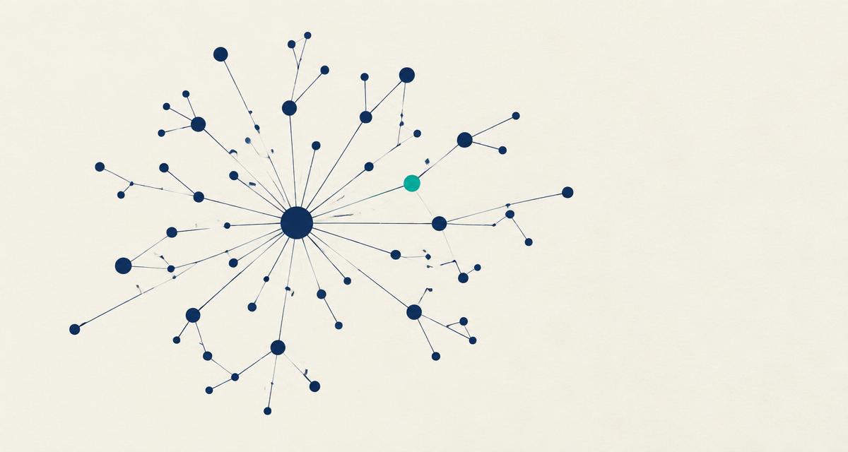 Network diagram of one node distributing outward through connected accounts